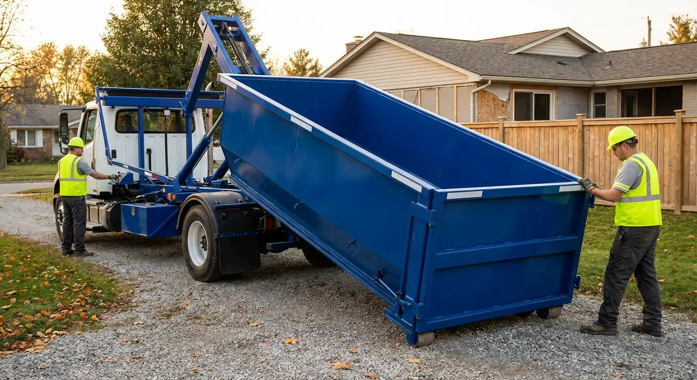 Roll-off dumpster rental delivery truck in Westminster, CO